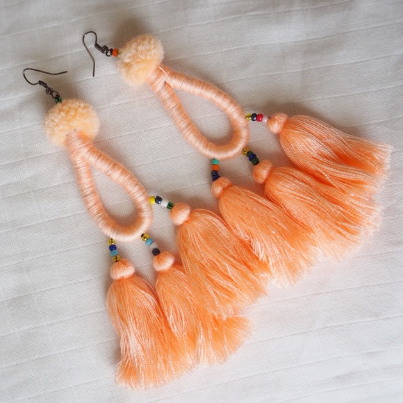 🛍Orange Yarn Long Tassel Fringe Dangle Ea… - Picture 4 of 4